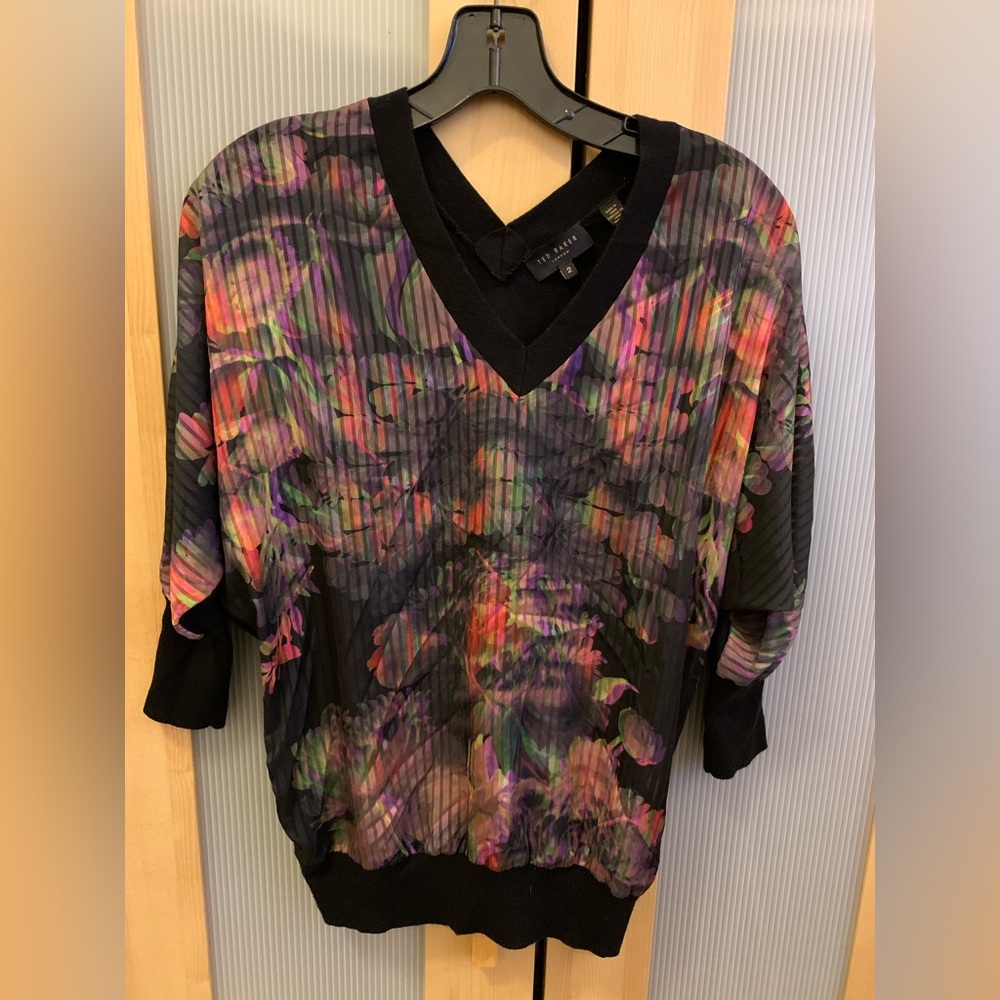 Ted Baker Tamela floral print knit top Size 2